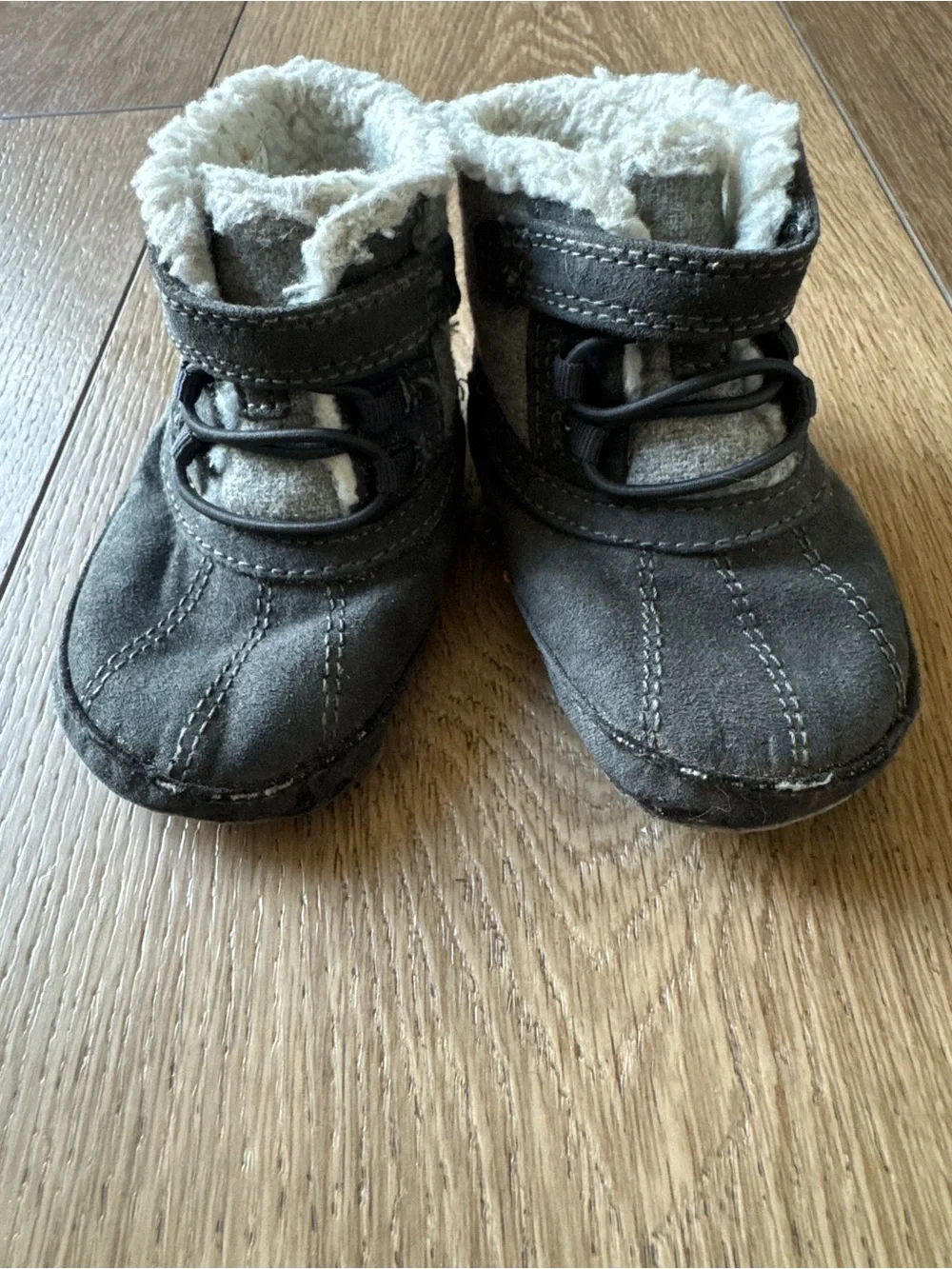 Baby Black and Gray Winter Boots - Cozy Lined Toddler Shoes